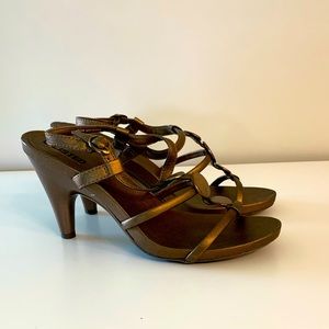 Bronze Button Strappy Sandals